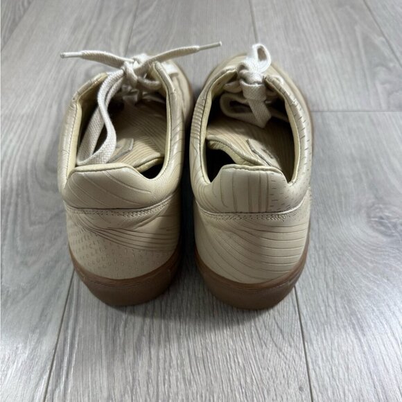 Six Hundred Four Kristensen Cordova Wood Laser Beige Leather Casual Sneakers - Picture 4 of 9